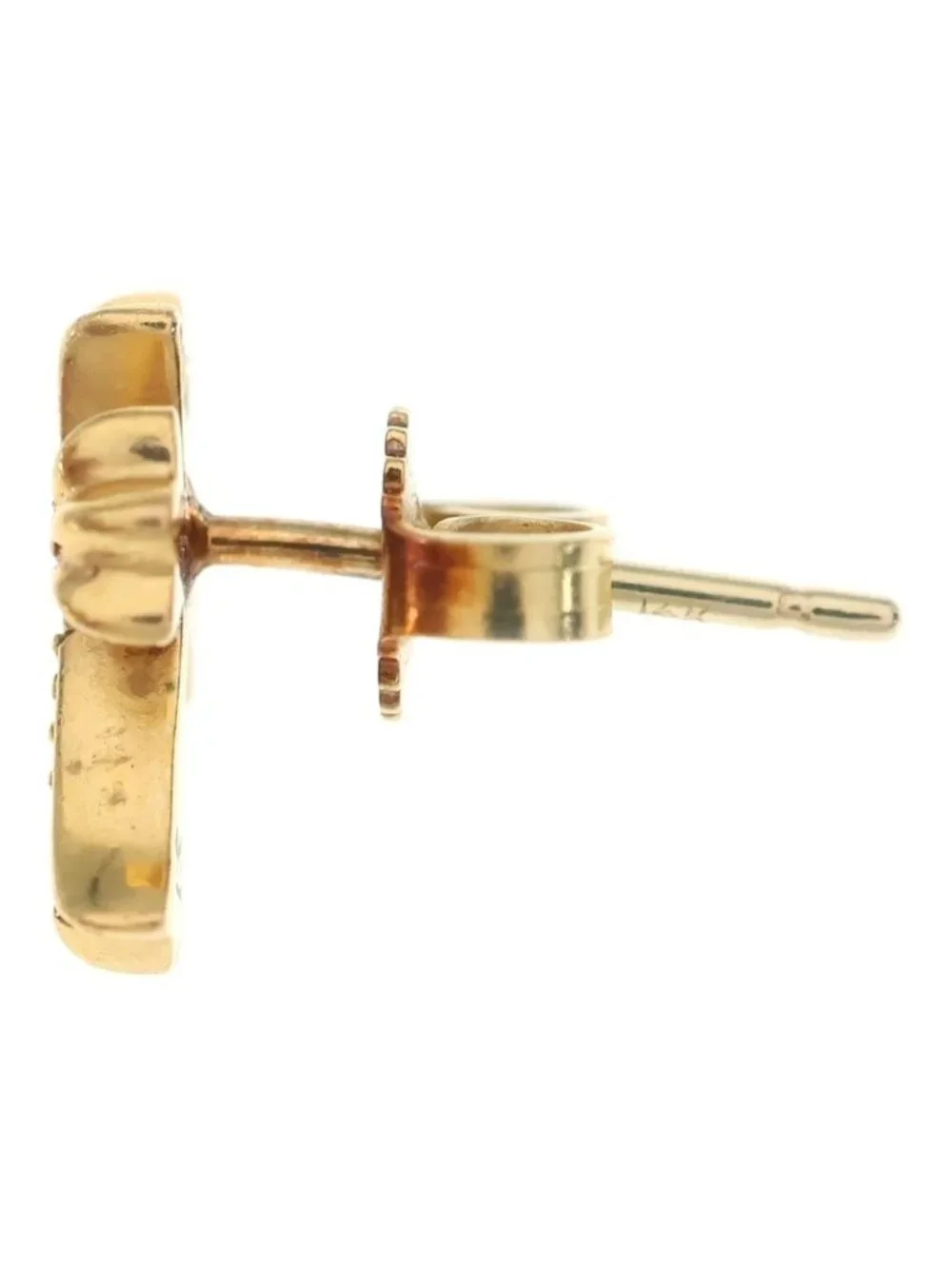 Chrome Hearts 22k CH Crs 2 Fat P Dia CH Crossfat Stud Earrings Pave Diamond Gold